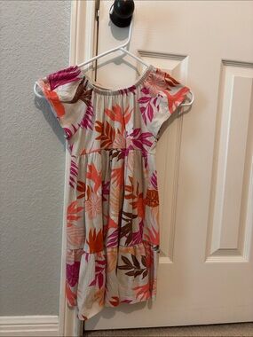 Carter's Floral Tiered Dress - Pink & Orange